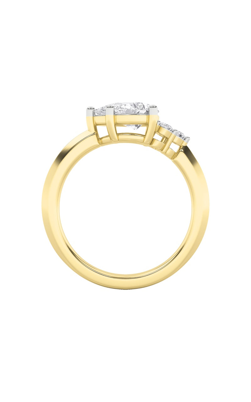 1Cttw Pear Shaped Lab Grown Diamond (F/VS) East West Fashion Ring in 14K Gold