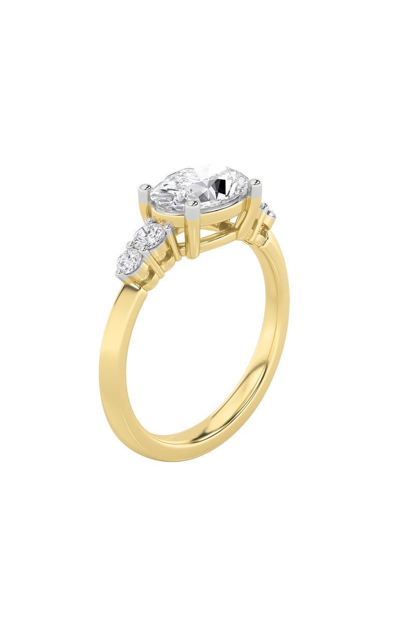 1.5Cttw Oval Shaped Lab Grown Diamond (F/VS) East West Five Stone Ring in 14K Gold