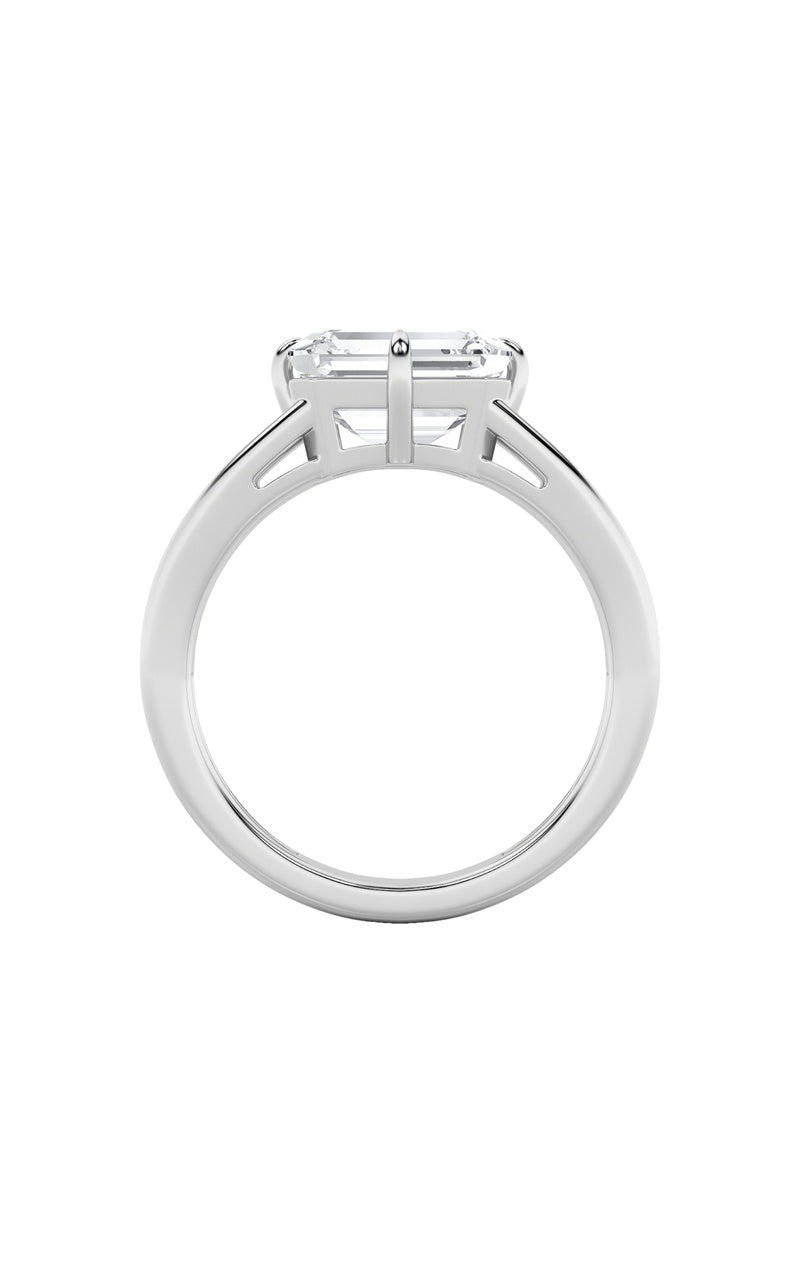 2.5Cttw Emerald Shaped Lab Grown Diamond (F/VS) East West Solitaire Ring in 14K Gold