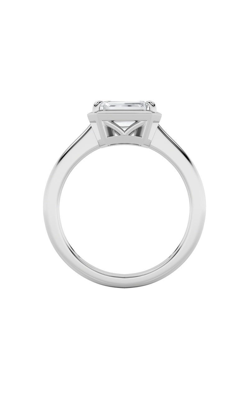 1.5Cttw Emerald Shaped Lab Grown Diamond (F/VS) East West Solitaire Ring in 14K Gold