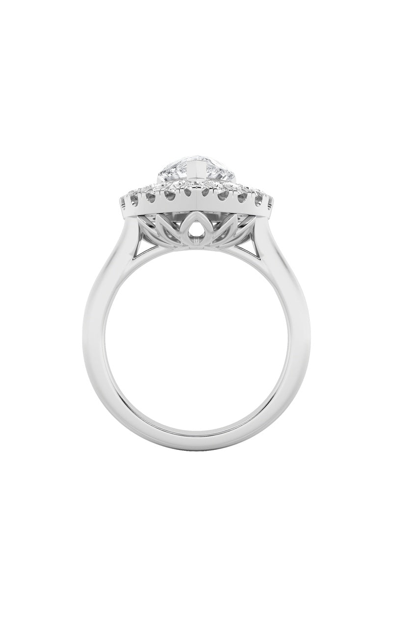 3Cttw Pear Shaped Lab Grown Diamond (F/VS) Heart Shaped Ring in 14K Gold