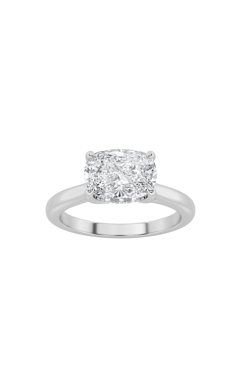 1.5Cttw Elongated Cushion Shaped Lab Grown Diamond (F/VS) East West Solitaire Ring in 14K Gold