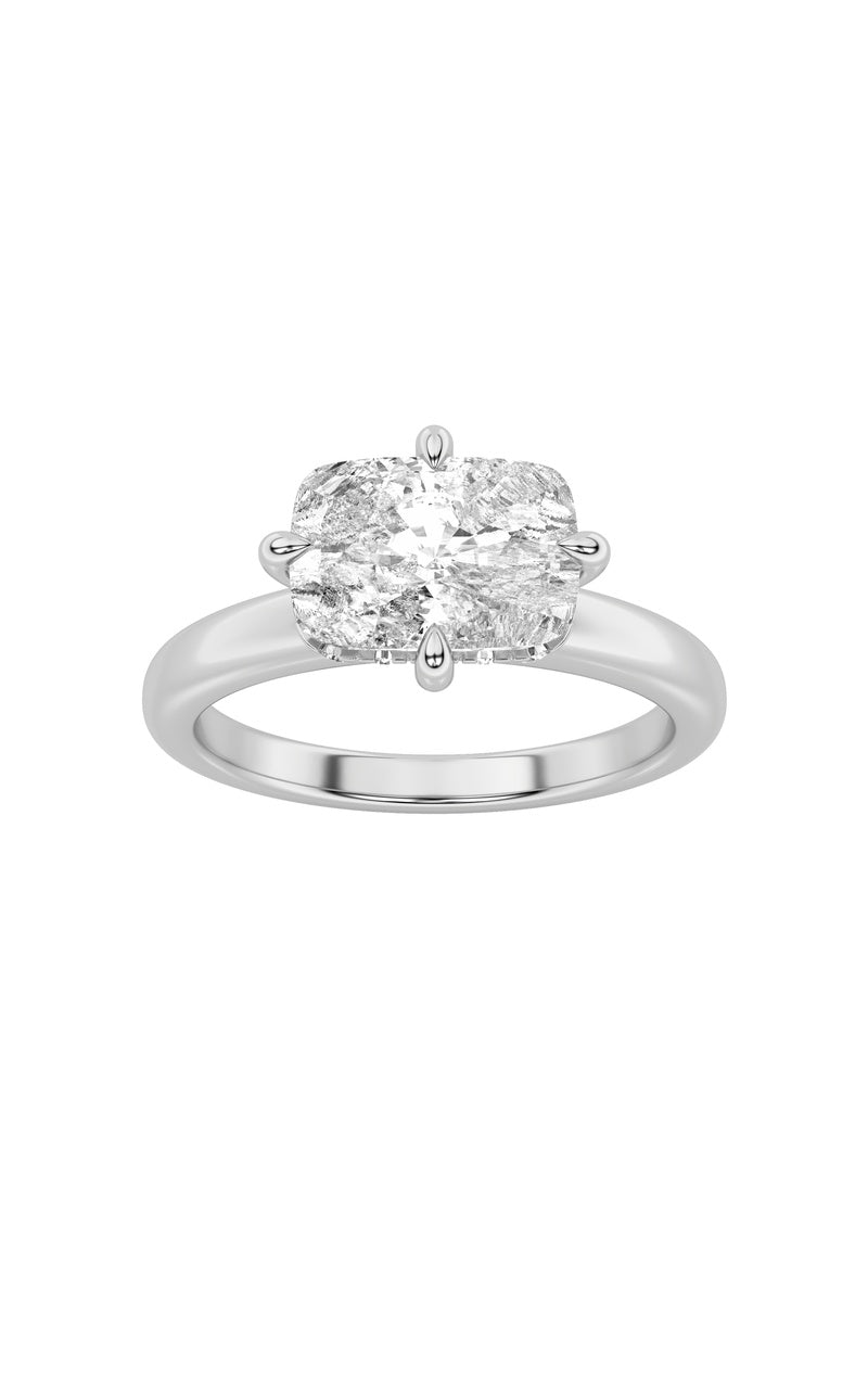 1.5Cttw Elongated Cushion Shaped Lab Grown Diamond (F/VS) East West Solitaire Ring in 14K Gold