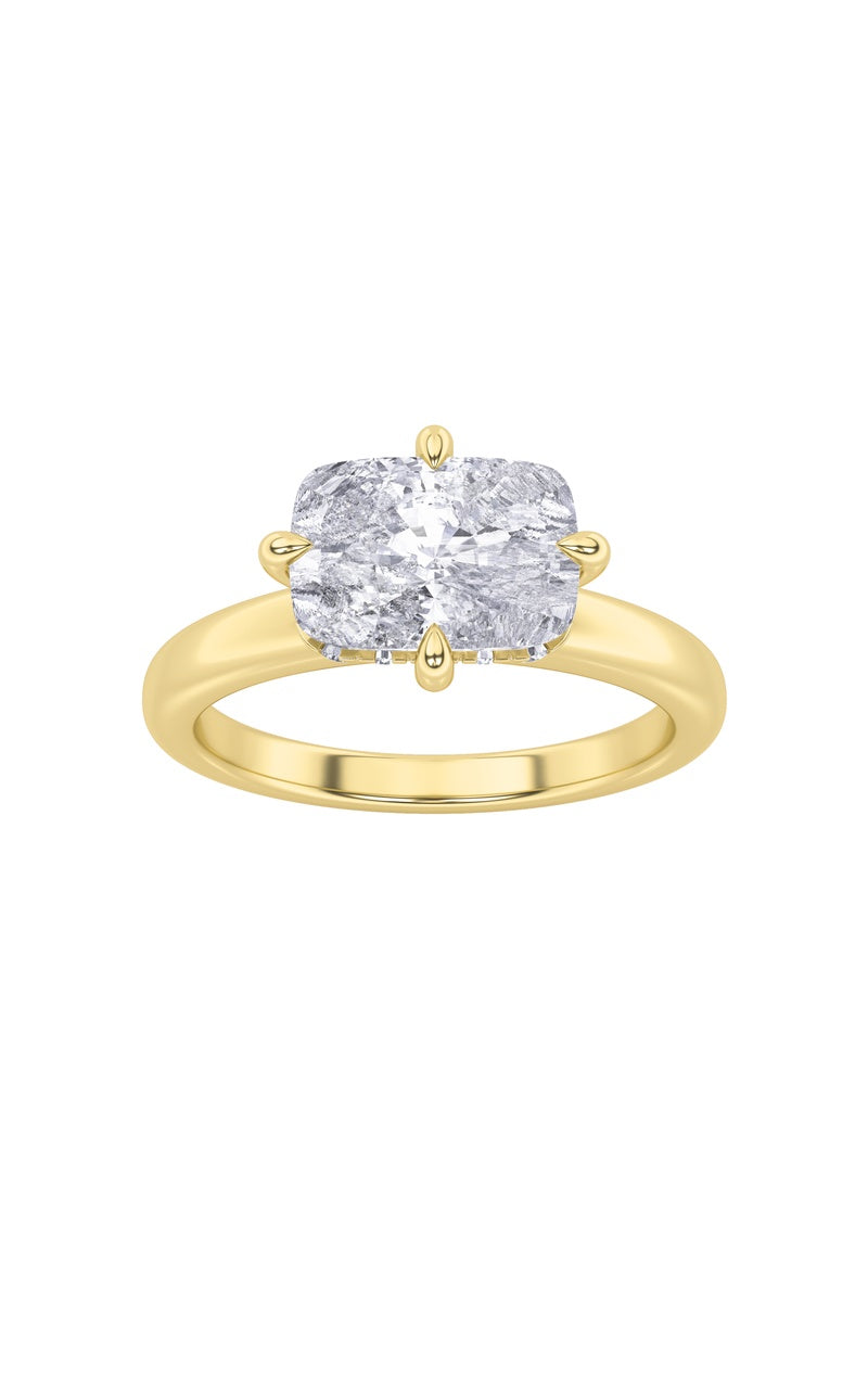 1.5Cttw Elongated Cushion Shaped Lab Grown Diamond (F/VS) East West Solitaire Ring in 14K Gold