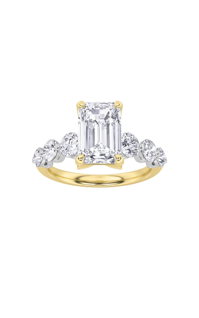 3Cttw Emerald Shaped Lab Grown Diamond (F/VS) Solitaire Engagement Ring in 14K Gold