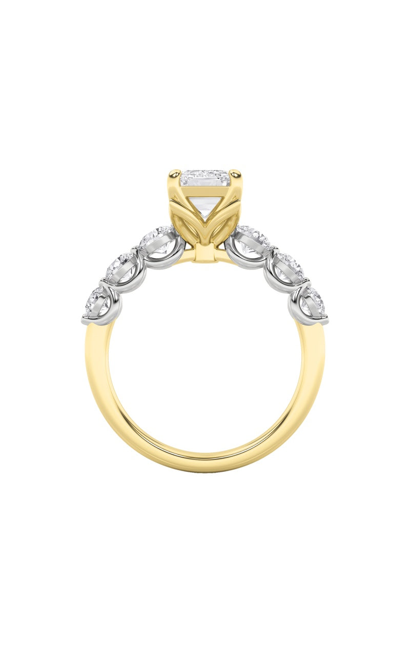 3Cttw Emerald Shaped Lab Grown Diamond (F/VS) Solitaire Engagement Ring in 14K Gold