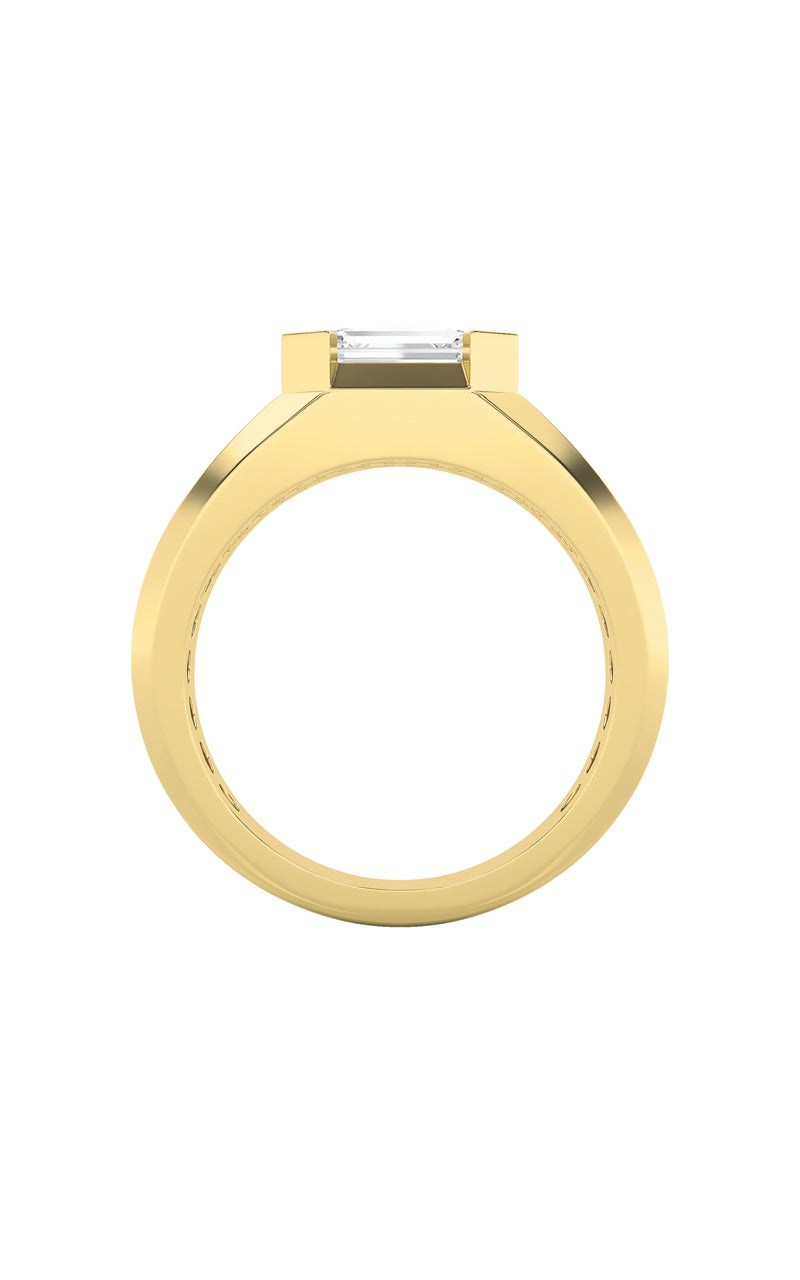 2Cttw Emerald Shaped Lab Grown Diamond (F/VS) Mens Ring in 14K Gold