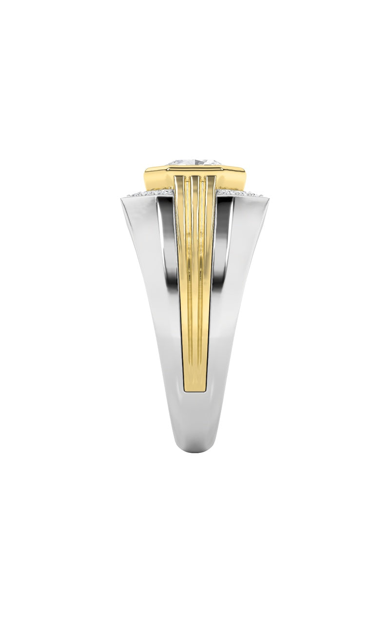 3Cttw Asscher Shaped Lab Grown Diamond (F/VS) Mens Ring in 14K Gold