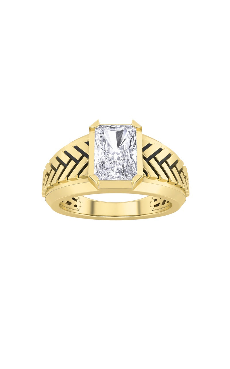 2.5Cttw Radiant Shaped Lab Grown Diamond (F/VS) Mens Ring in 14K Gold