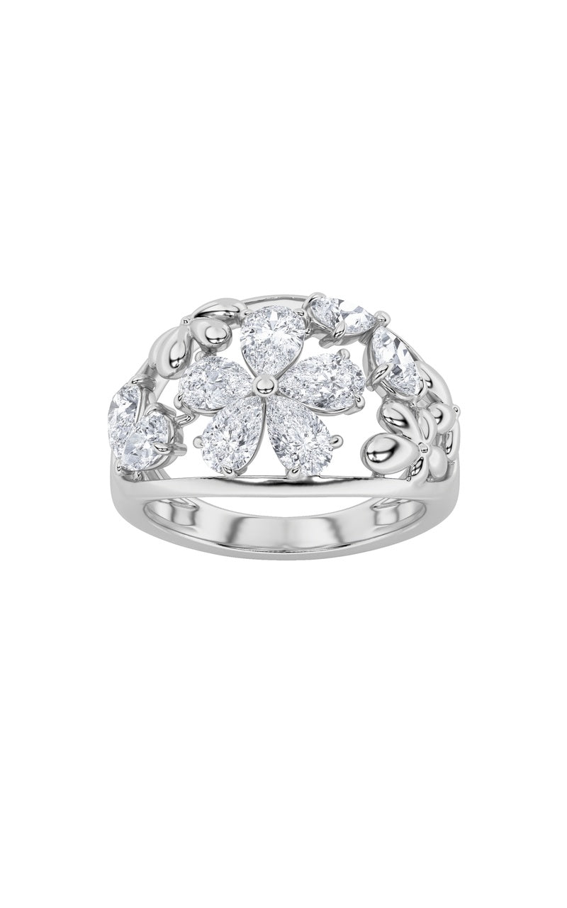 2.5Cttw Pear Shaped Lab Grown Diamond (F/VS) Fashion Ring in 14K Gold