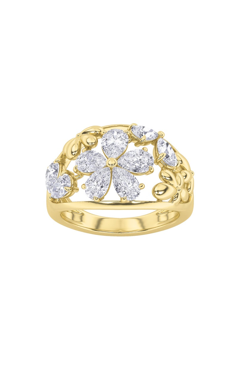 2.5Cttw Pear Shaped Lab Grown Diamond (F/VS) Fashion Ring in 14K Gold