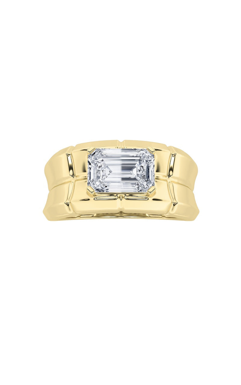 2Cttw Radiant Shaped Lab Grown Diamond (F/VS) Mens Ring in 14K Gold