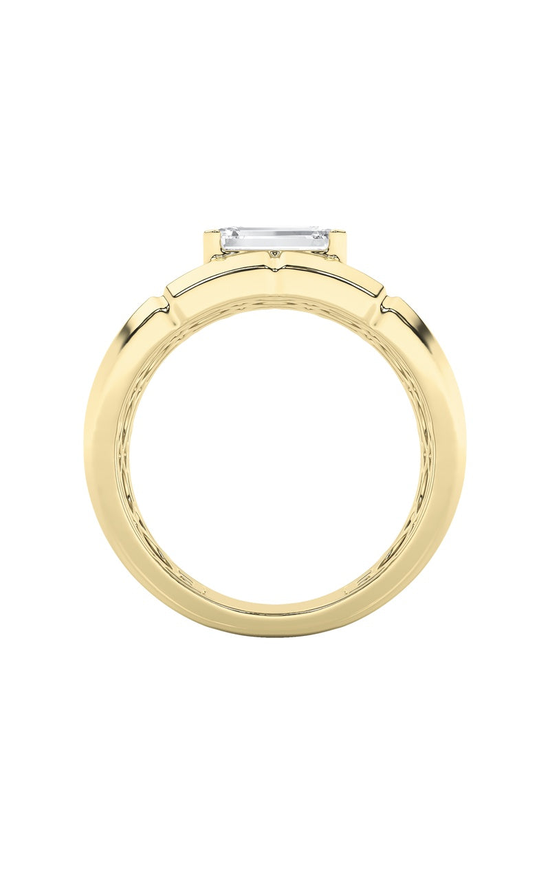 2Cttw Radiant Shaped Lab Grown Diamond (F/VS) Mens Ring in 14K Gold