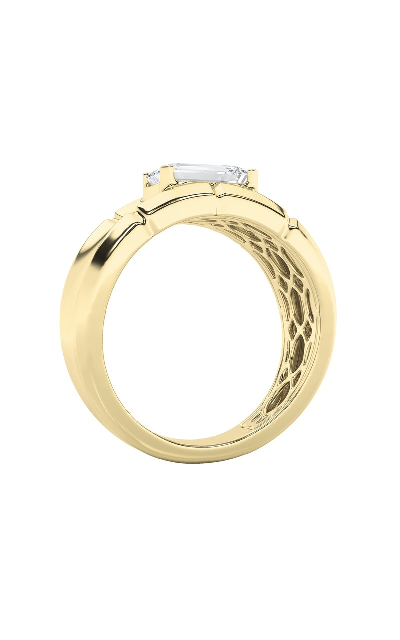 2Cttw Radiant Shaped Lab Grown Diamond (F/VS) Mens Ring in 14K Gold