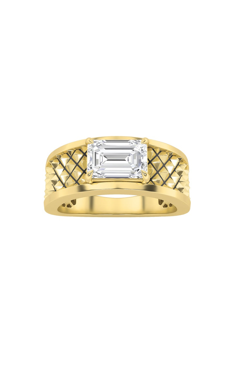 2Cttw Radiant Shaped Lab Grown Diamond (F/VS) Mens Ring in 14K Gold