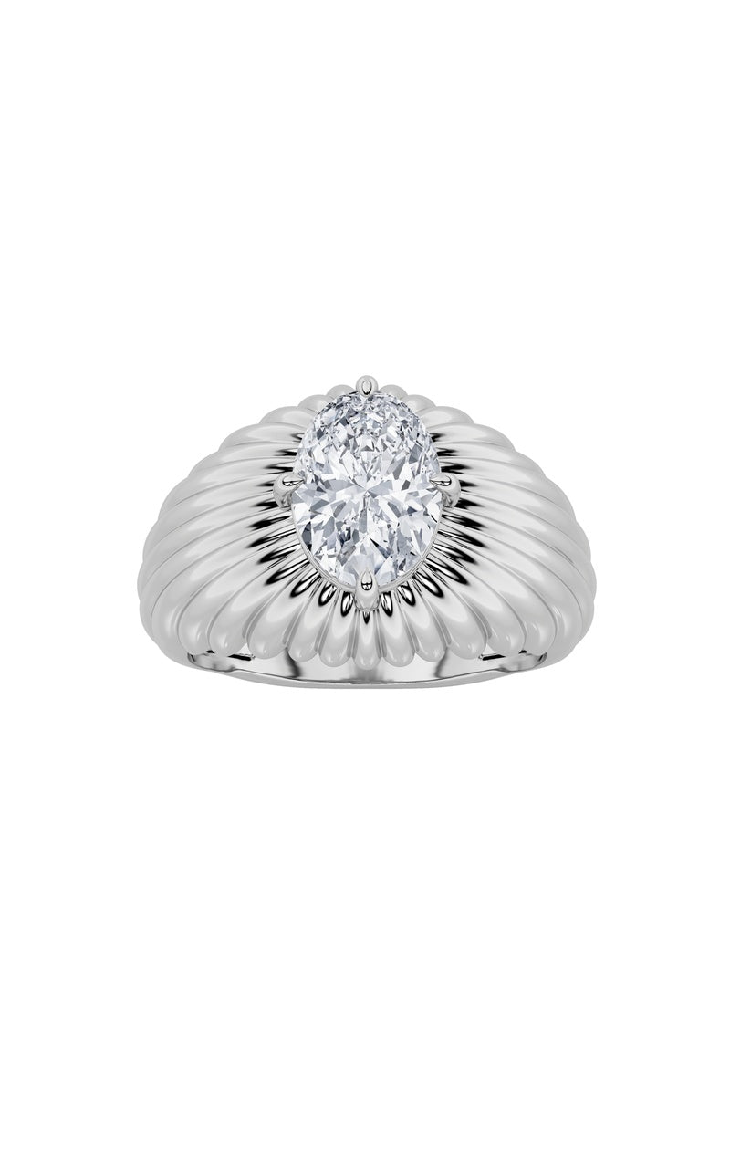 2Cttw Oval Shaped Lab Grown Diamond (F/VS) Mens Ring in 14K Gold