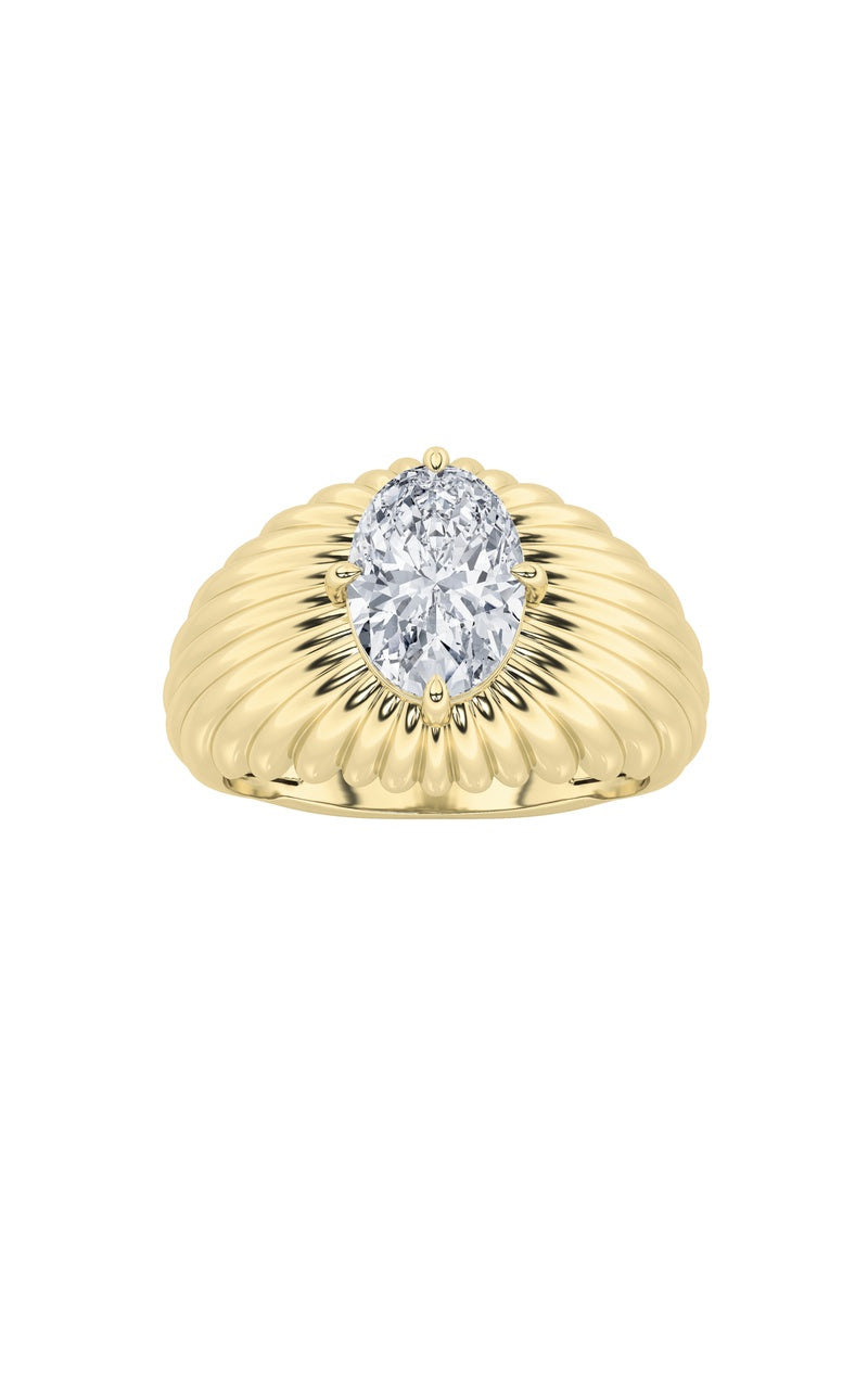 2Cttw Oval Shaped Lab Grown Diamond (F/VS) Mens Ring in 14K Gold