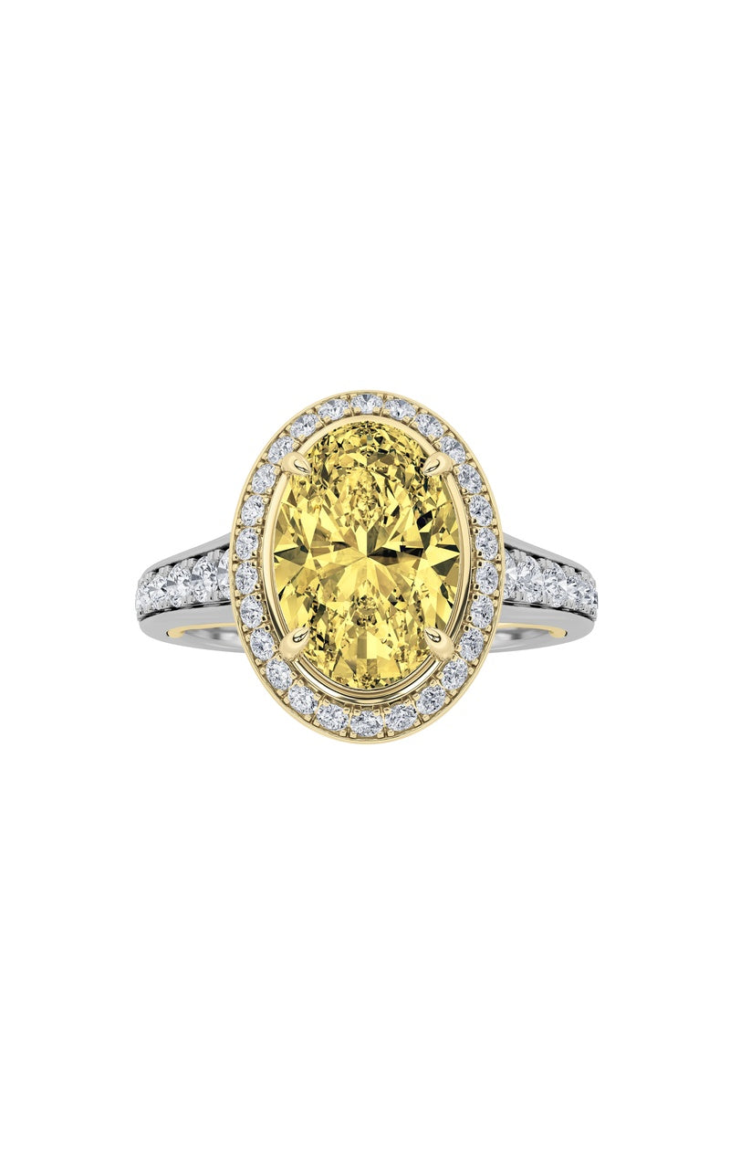 3.5Cttw Oval Shaped Lab Grown Diamond (F/VS) Bold Accented Statement Engagement Ring in 14K Gold