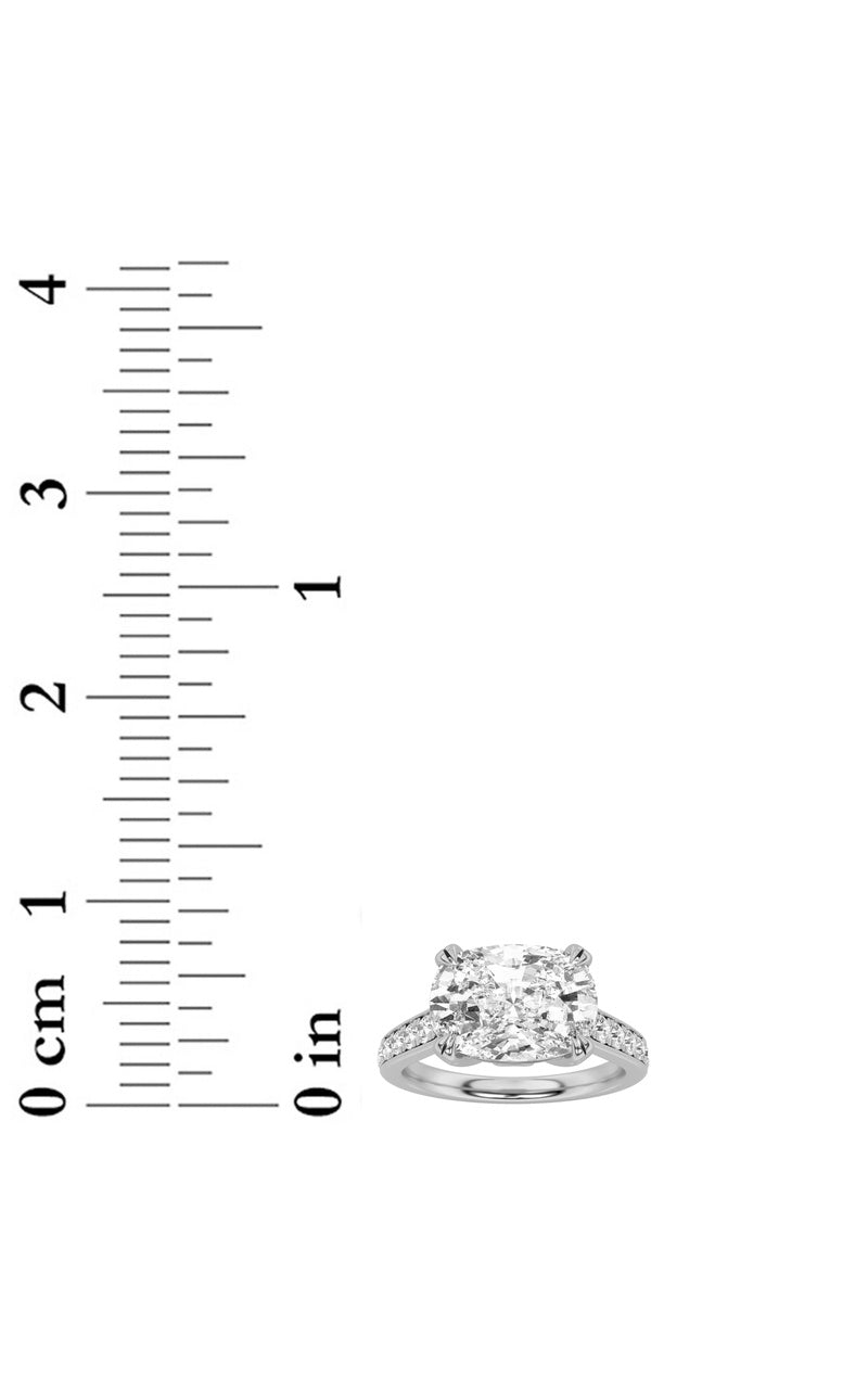 4.5Cttw Elongated Cushion Shaped Lab Grown Diamond (F/VS) Bold Accented East West Set Engagement Ring in 14K Gold