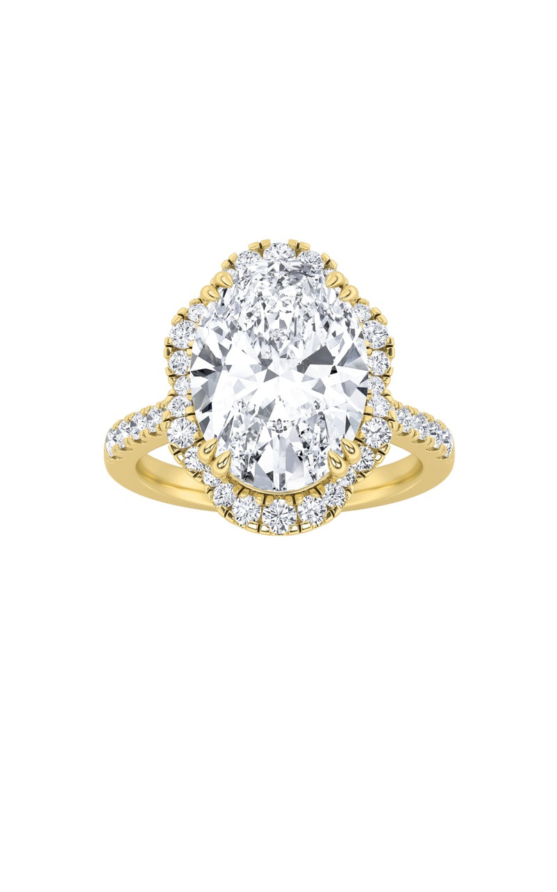 4.5Cttw Oval Shaped Lab Grown Diamond (F/VS) Bold Accented Engagement Ring in 14K Gold