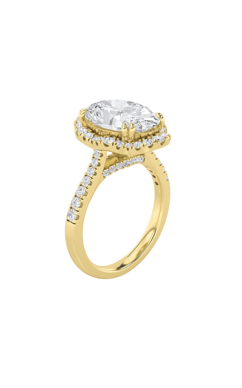 4.5Cttw Oval Shaped Lab Grown Diamond (F/VS) Bold Accented Engagement Ring in 14K Gold