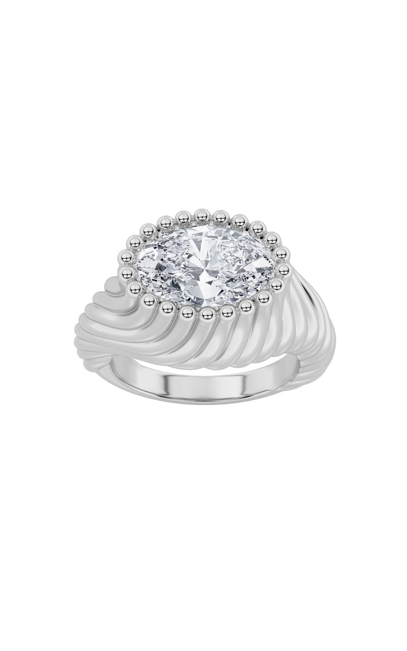 2Cttw Oval Shaped Lab Grown Diamond (F/VS) Fashiom Ring in 14K Gold