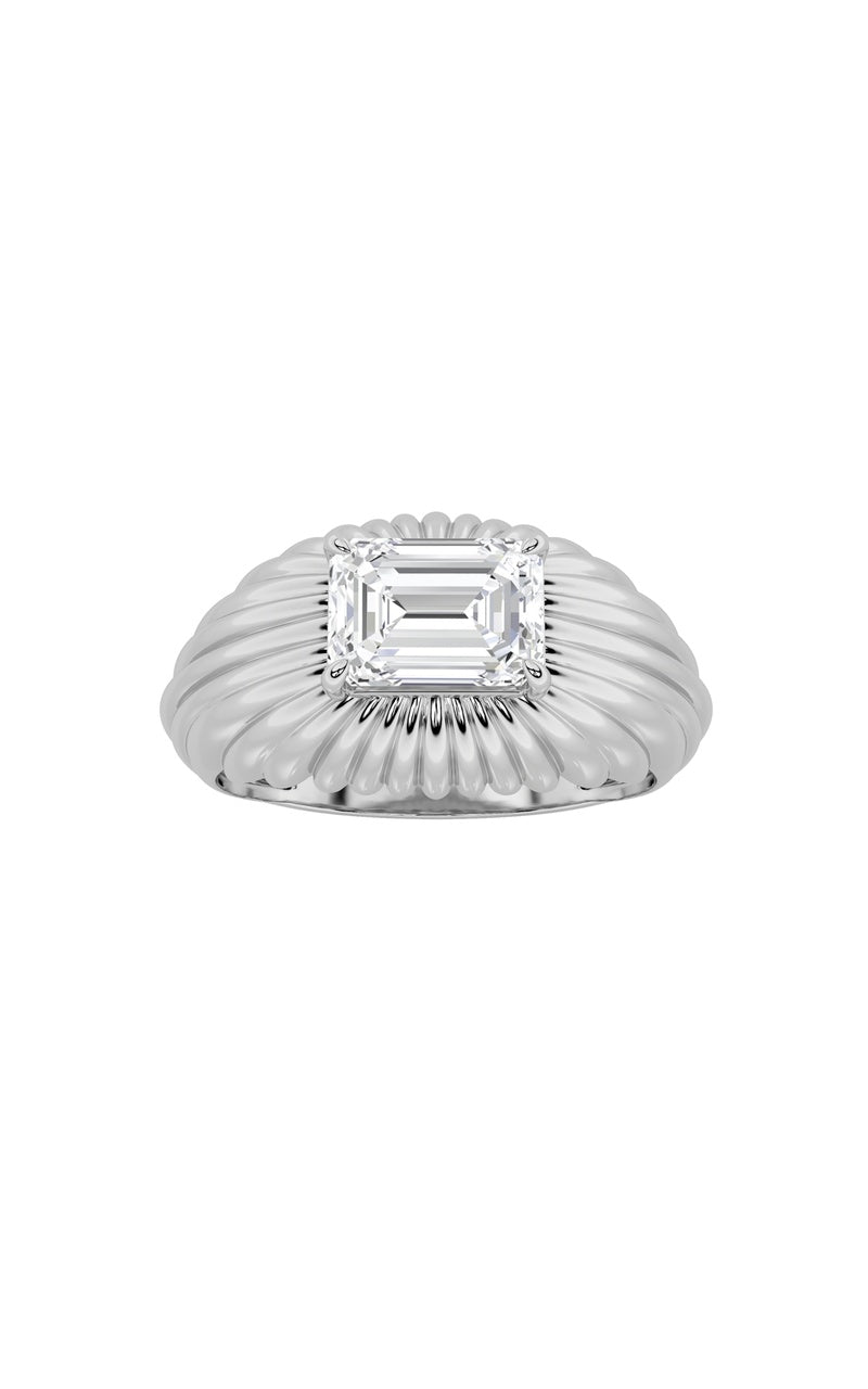 2Cttw Emerald Shaped Lab Grown Diamond (F/VS)  Ring in 14K Gold