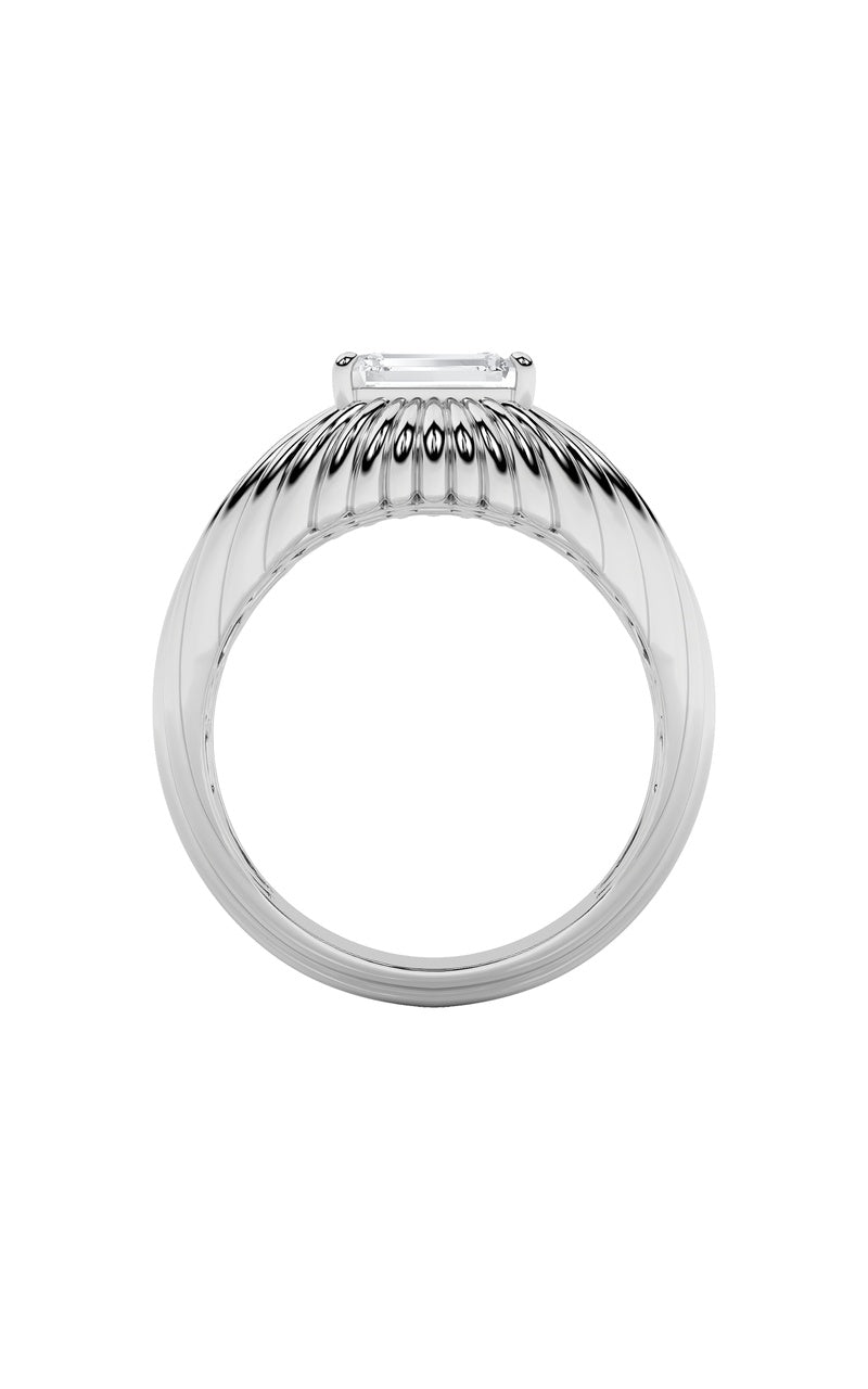 2Cttw Emerald Shaped Lab Grown Diamond (F/VS)  Ring in 14K Gold