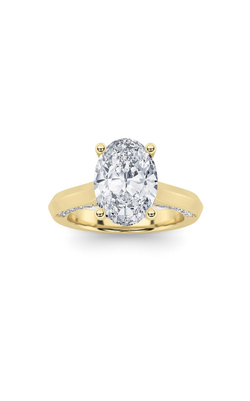 3Cttw Emerald Shaped Lab Grown Diamond (F/VS) Accented Solitaire Engagement Ring in 14K Gold