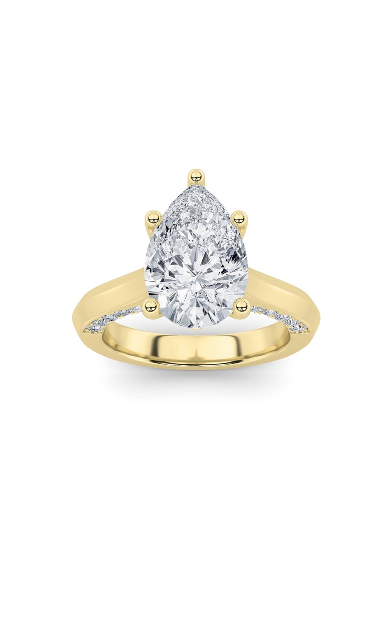 3Cttw Emerald Shaped Lab Grown Diamond (F/VS) Accented Solitaire Engagement Ring in 14K Gold