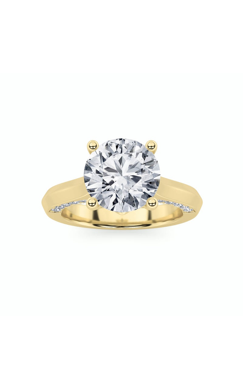 3Cttw Emerald Shaped Lab Grown Diamond (F/VS) Accented Solitaire Engagement Ring in 14K Gold