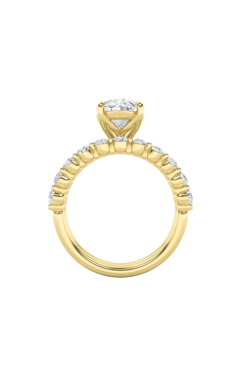 3.75Cttw Oval Shaped Lab Grown Diamond (F/VS) Accented Double Halo Set of Band and  Ring in 14K Gold