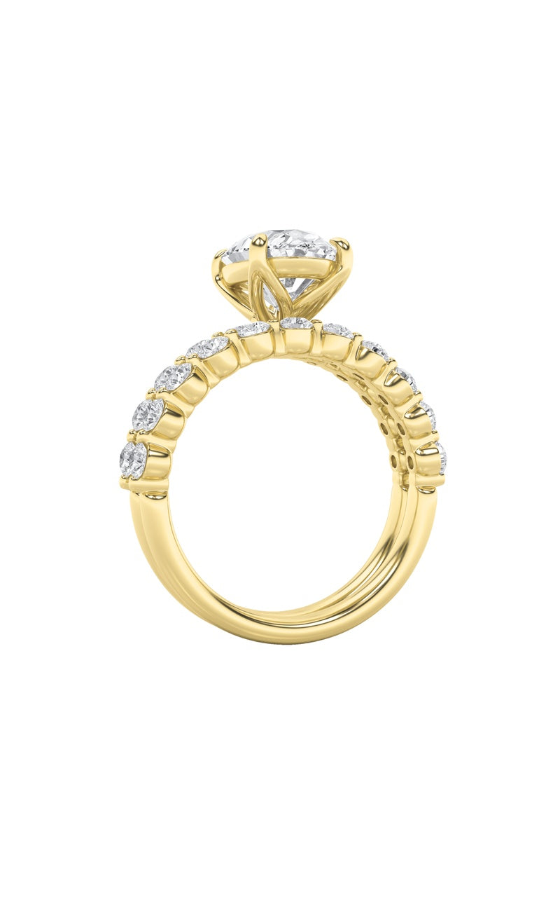 3.75Cttw Oval Shaped Lab Grown Diamond (F/VS) Accented Double Halo Set of Band and  Ring in 14K Gold