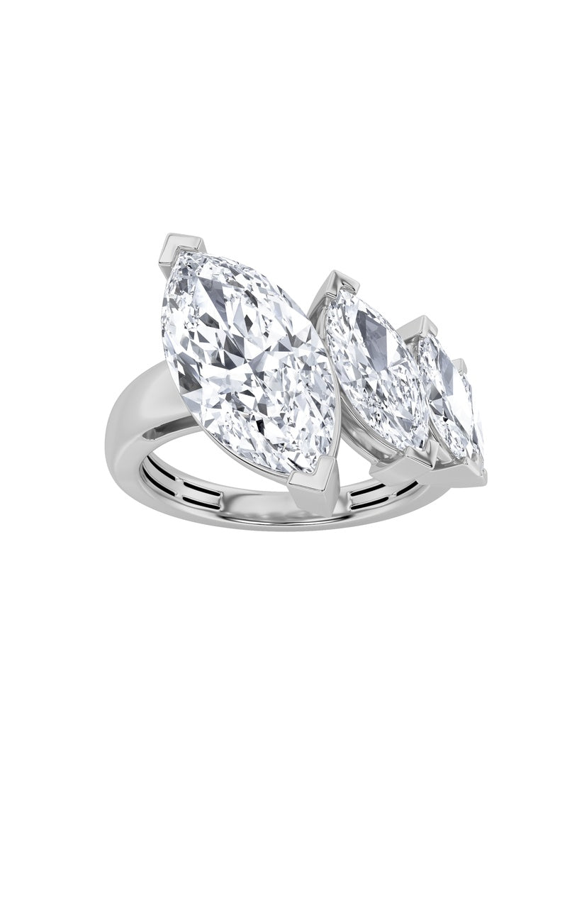 2.5Cttw Marquise Shaped Lab Grown Diamond (F/VS) Four Stone Fashion Ring in 14K Gold