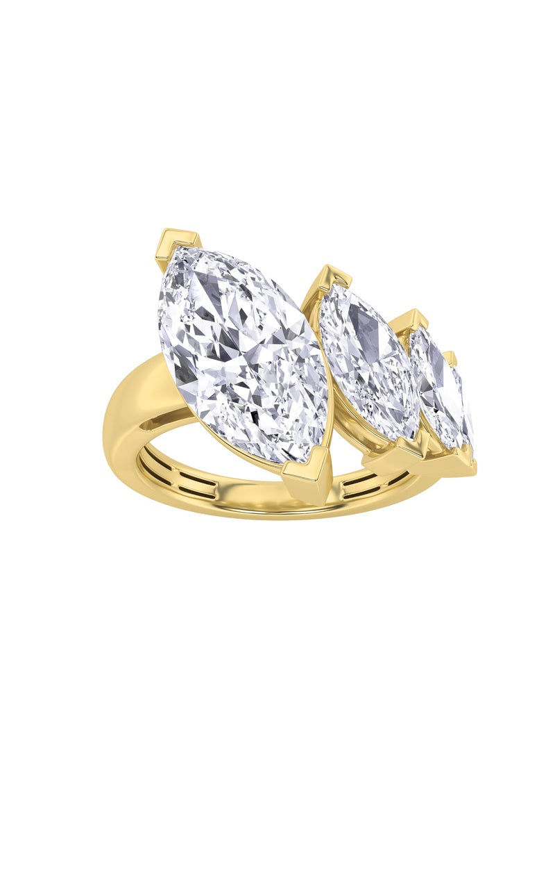 2.5Cttw Marquise Shaped Lab Grown Diamond (F/VS) Four Stone Fashion Ring in 14K Gold