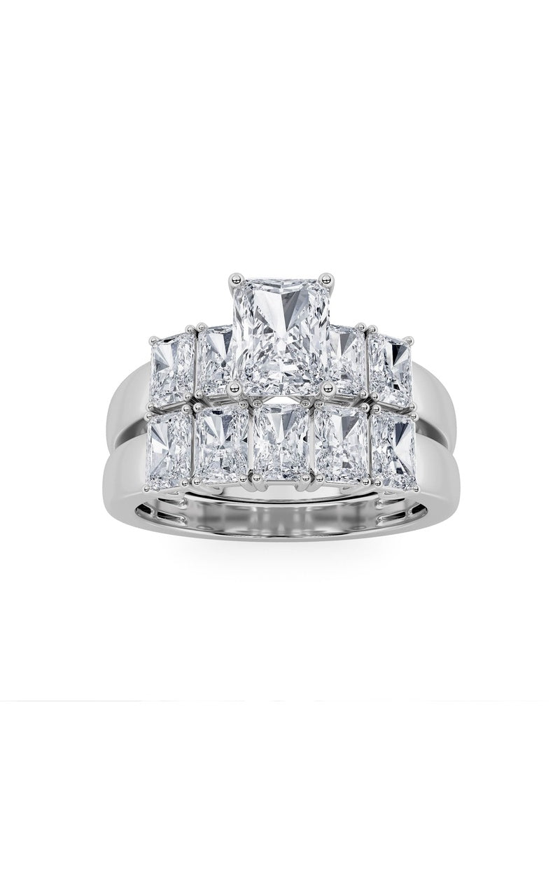 2.5Cttw Radiant Shaped Lab Grown Diamond (F/VS) Bridal Set with Matching Band and  Ring in 14K Gold