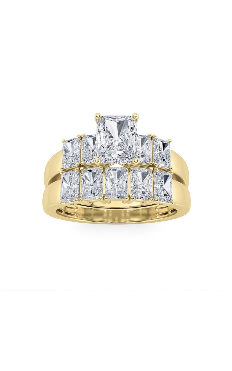 2.5Cttw Radiant Shaped Lab Grown Diamond (F/VS) Bridal Set with Matching Band and  Ring in 14K Gold