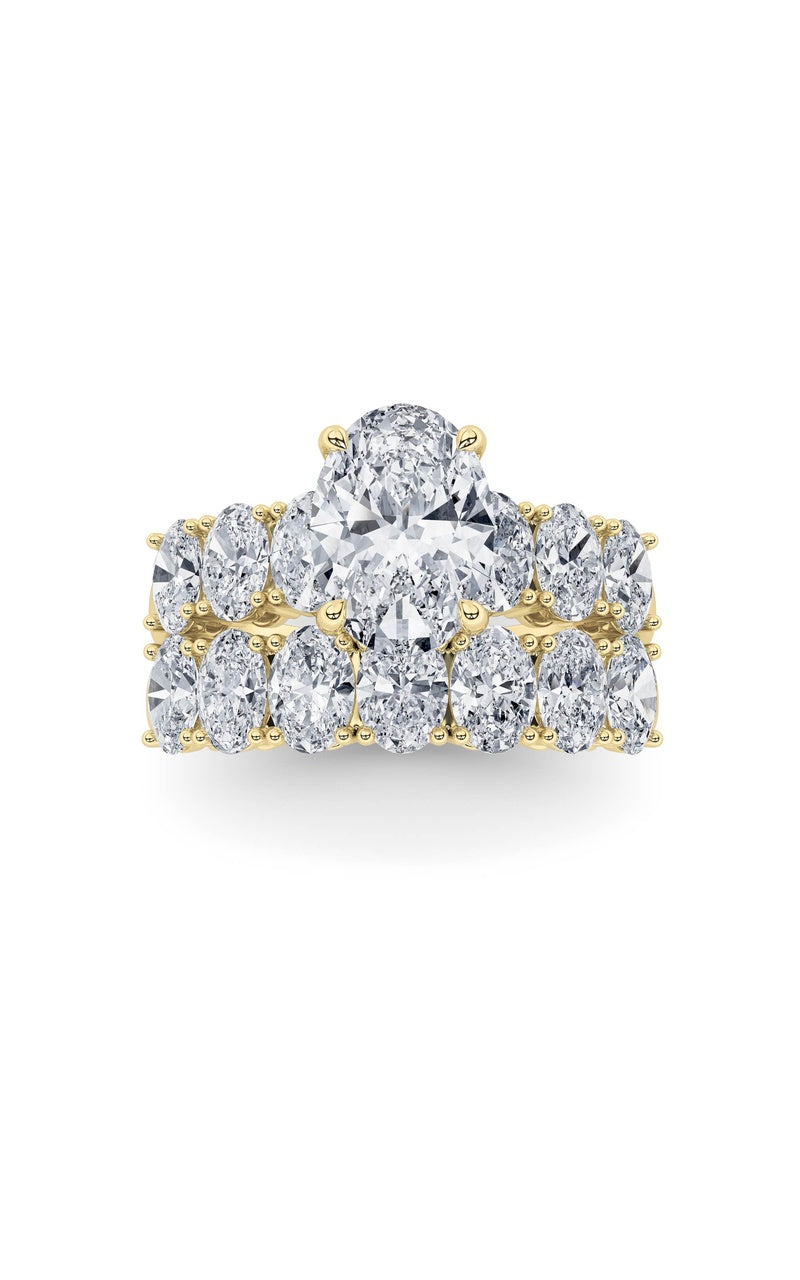 3.5Cttw Oval Shaped Lab Grown Diamond (F/VS) Bridal Set with Matching Band and  Ring in 14K Gold
