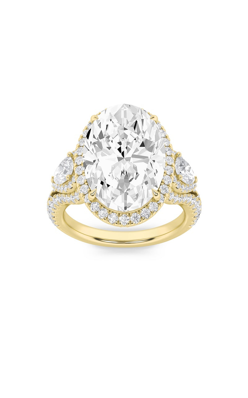 6.25Cttw Oval Shaped Lab Grown Diamond (F/VS) Bold Accented Statement Engagement Ring in 14K Gold
