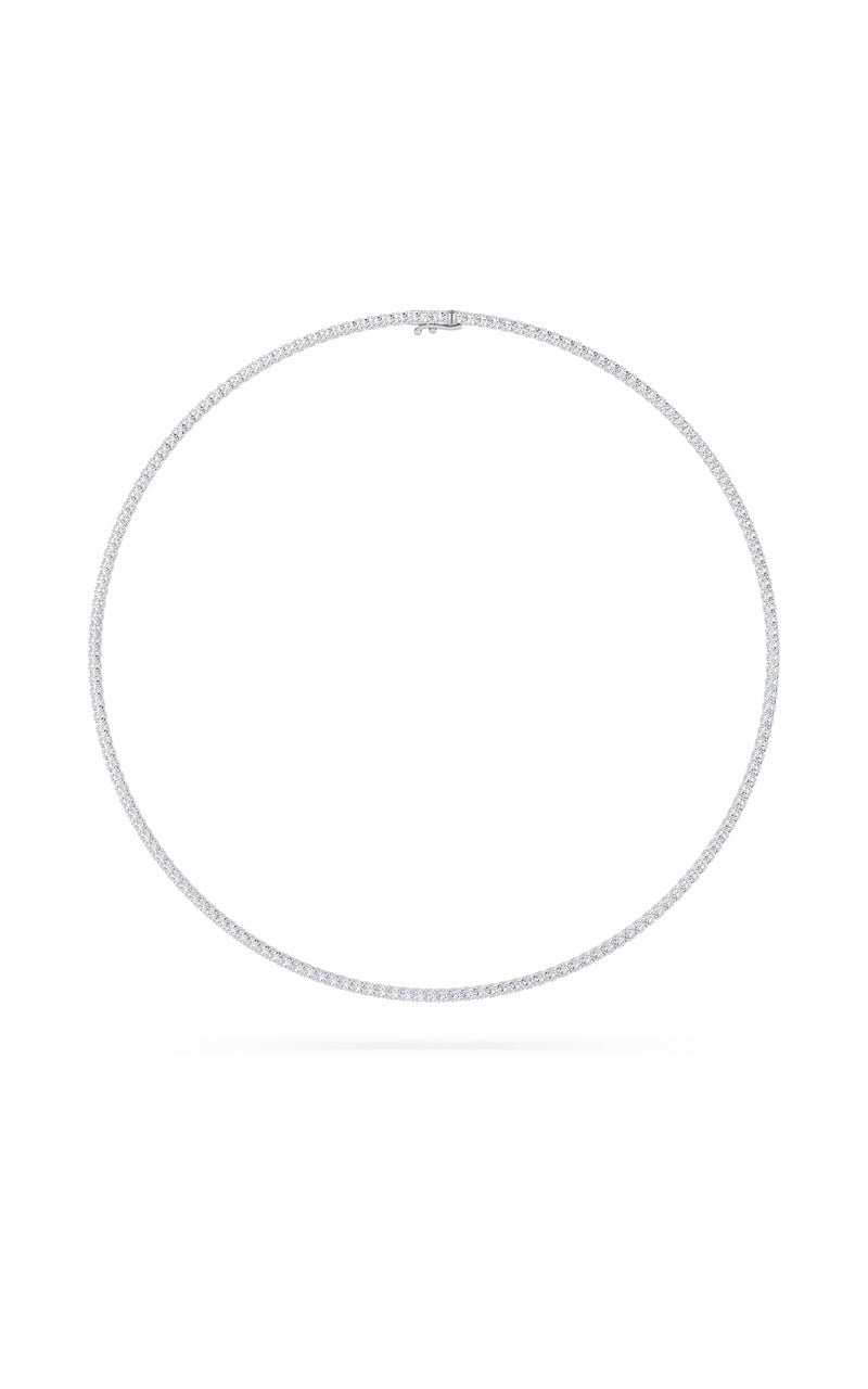 10Cttw Round Shaped Lab Grown Diamond (F/VS) Tennis Necklace in 14K White Gold