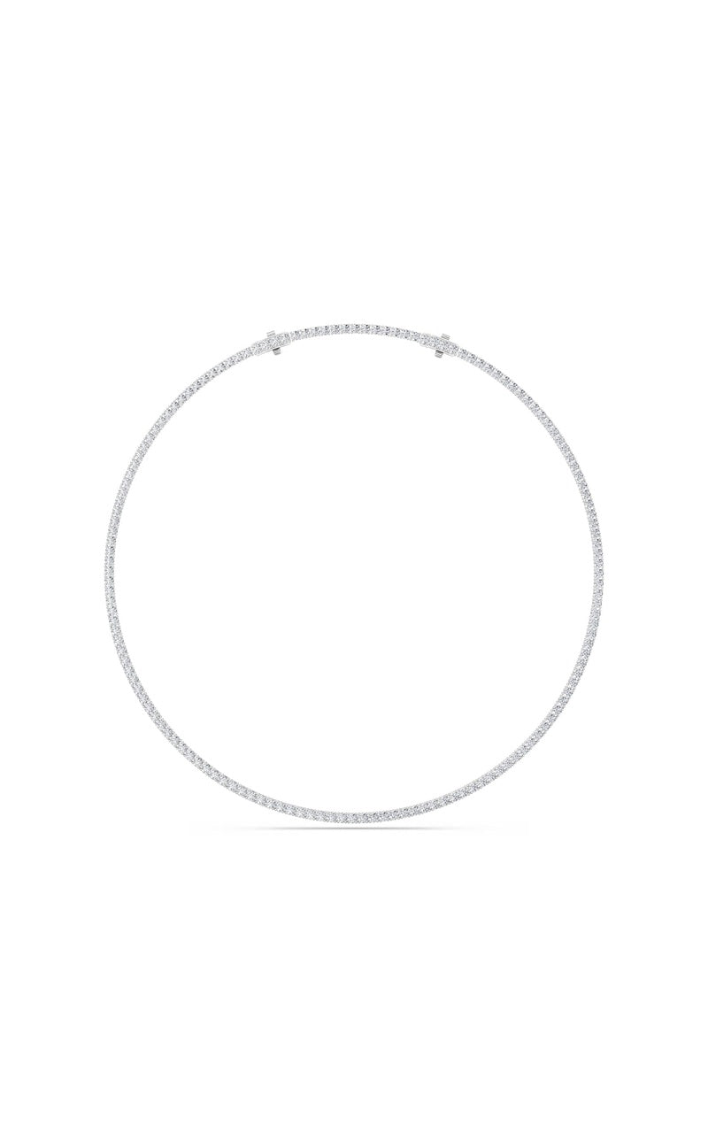 10Cttw Round Shaped Lab Grown Diamond (F/VS) Tennis Necklace in 14K White Gold