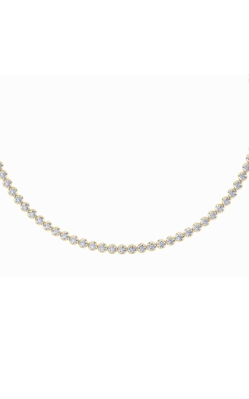 15Cttw Round Shaped Lab Grown Diamond (F/VS) Bezel Set Tennis Necklace in 14K White Gold