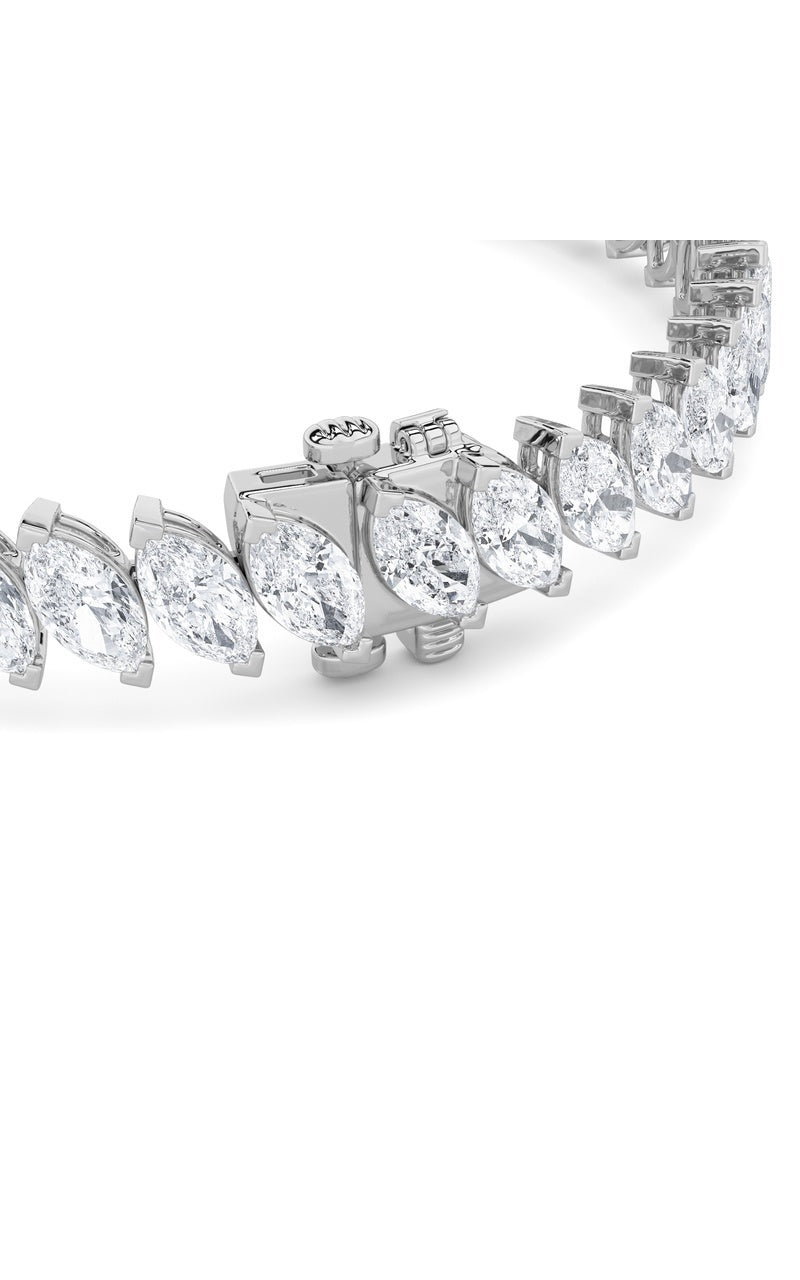 16.5Cttw Marquise Shaped Lab Grown Diamond (F/VS) Angled Line Bracelet in 14K Gold