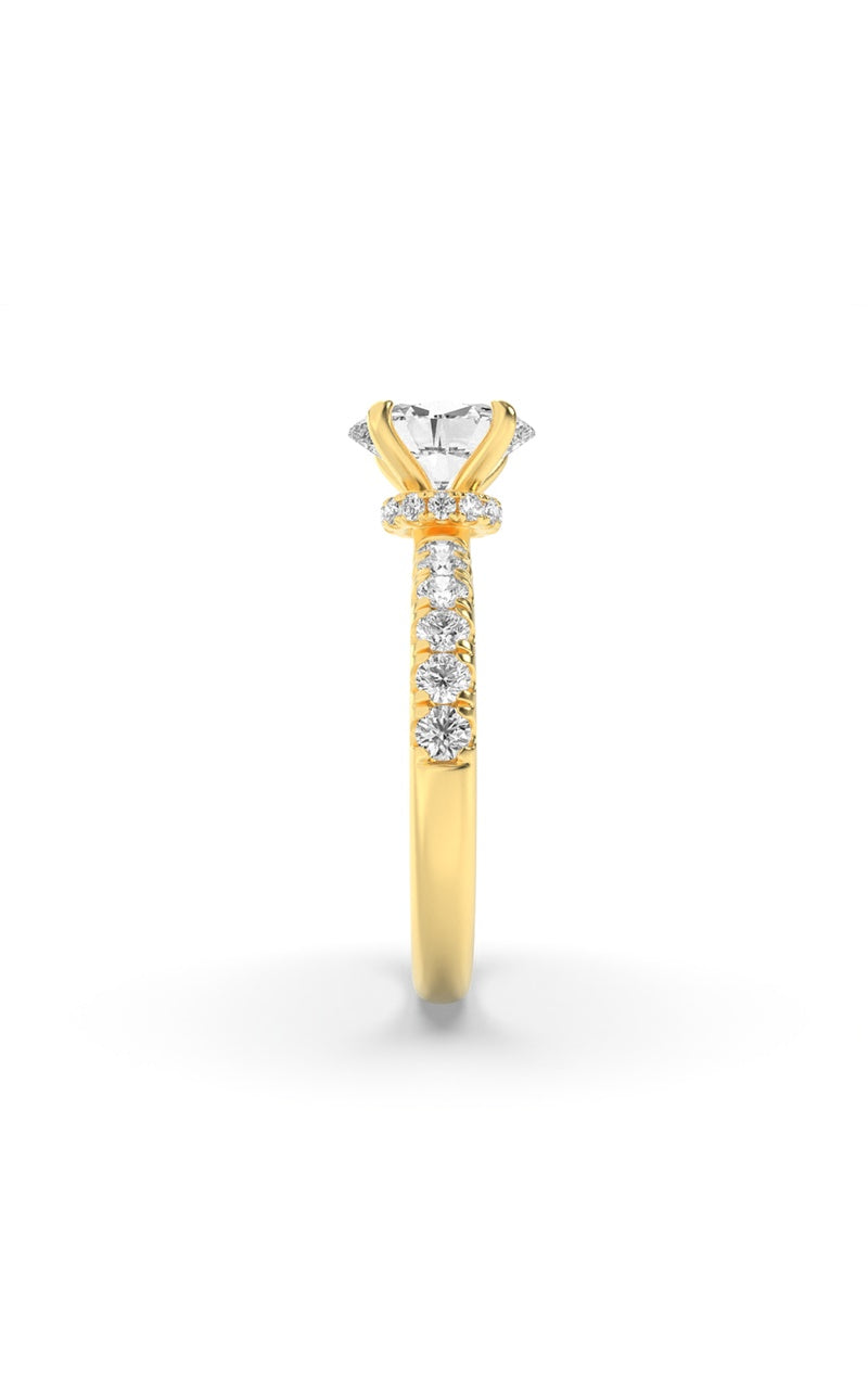 2Cttw Oval Shaped Lab Grown Diamond (F/VS) Hidden Halo Accented Ring in 14K Gold