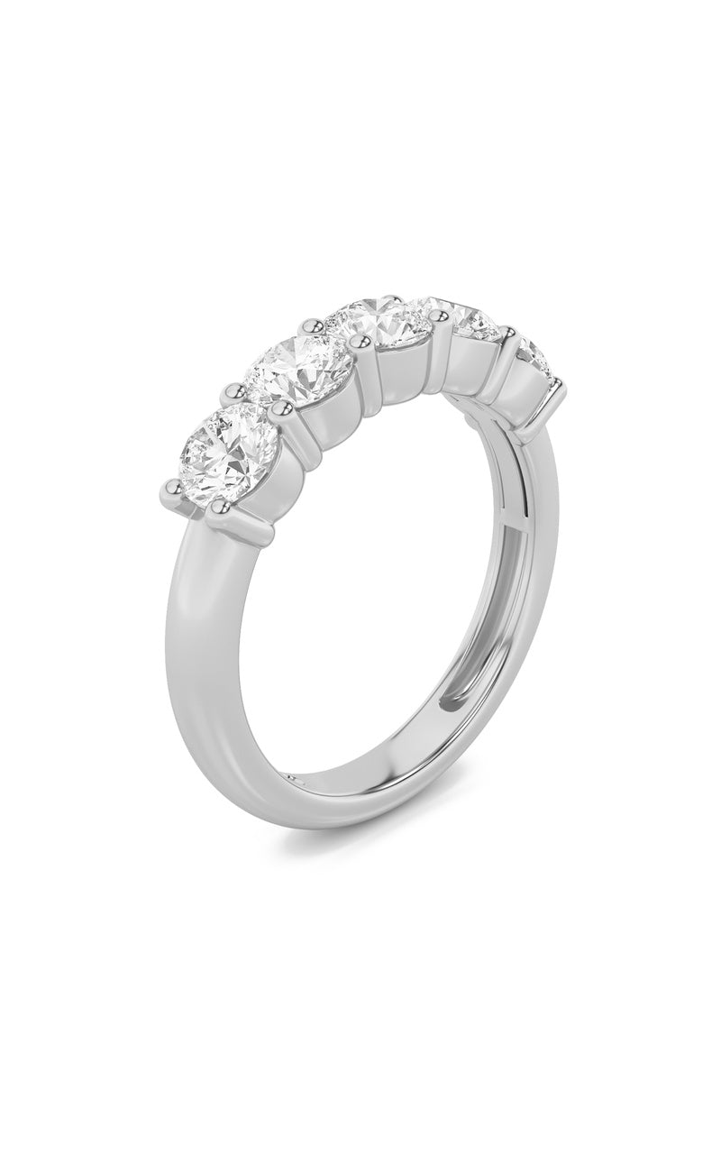 1Cttw Round Shaped Lab Grown Diamond (F/VS) Five Stone Band Ring in 14K Gold