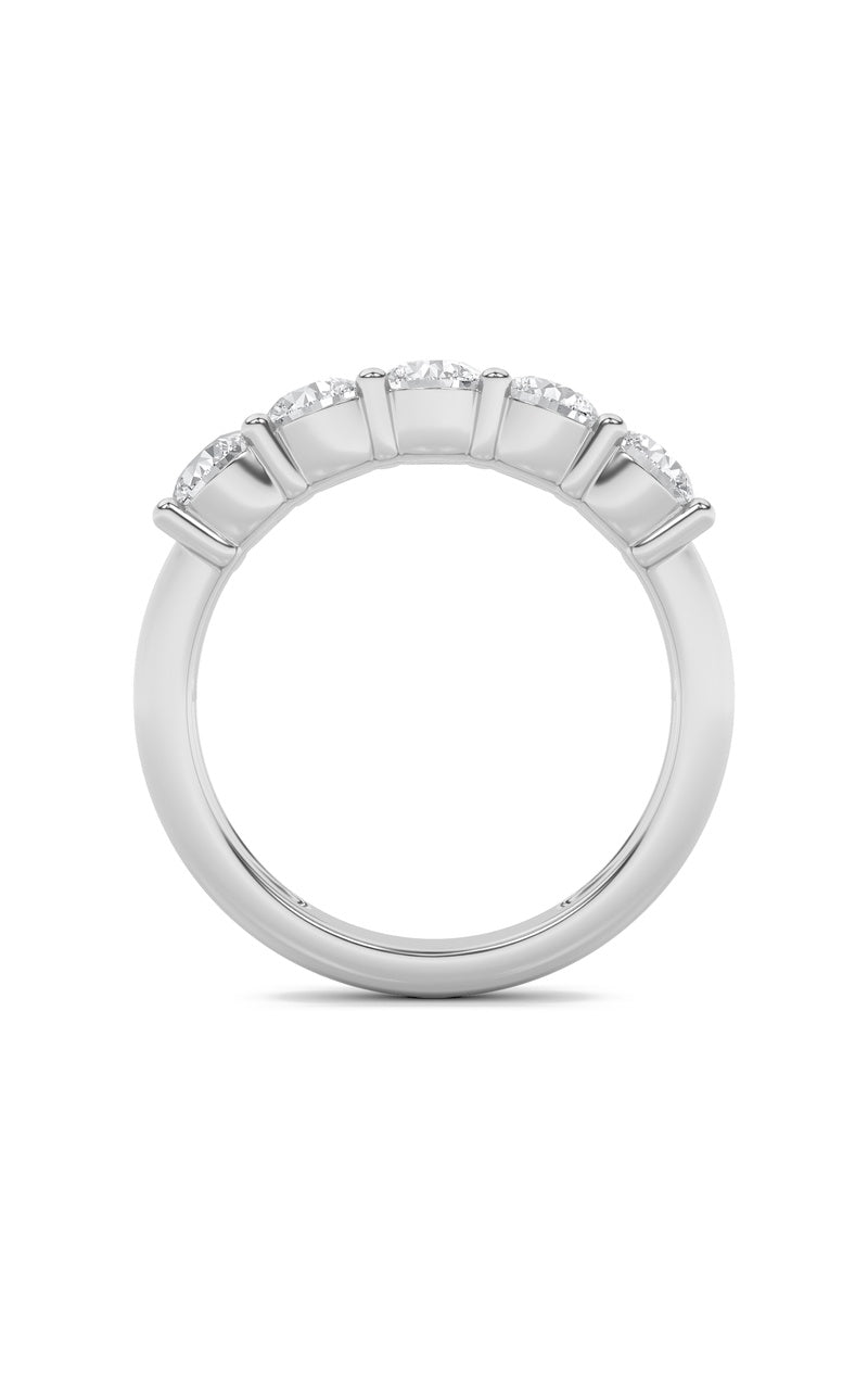 1Cttw Round Shaped Lab Grown Diamond (F/VS) Five Stone Band Ring in 14K Gold