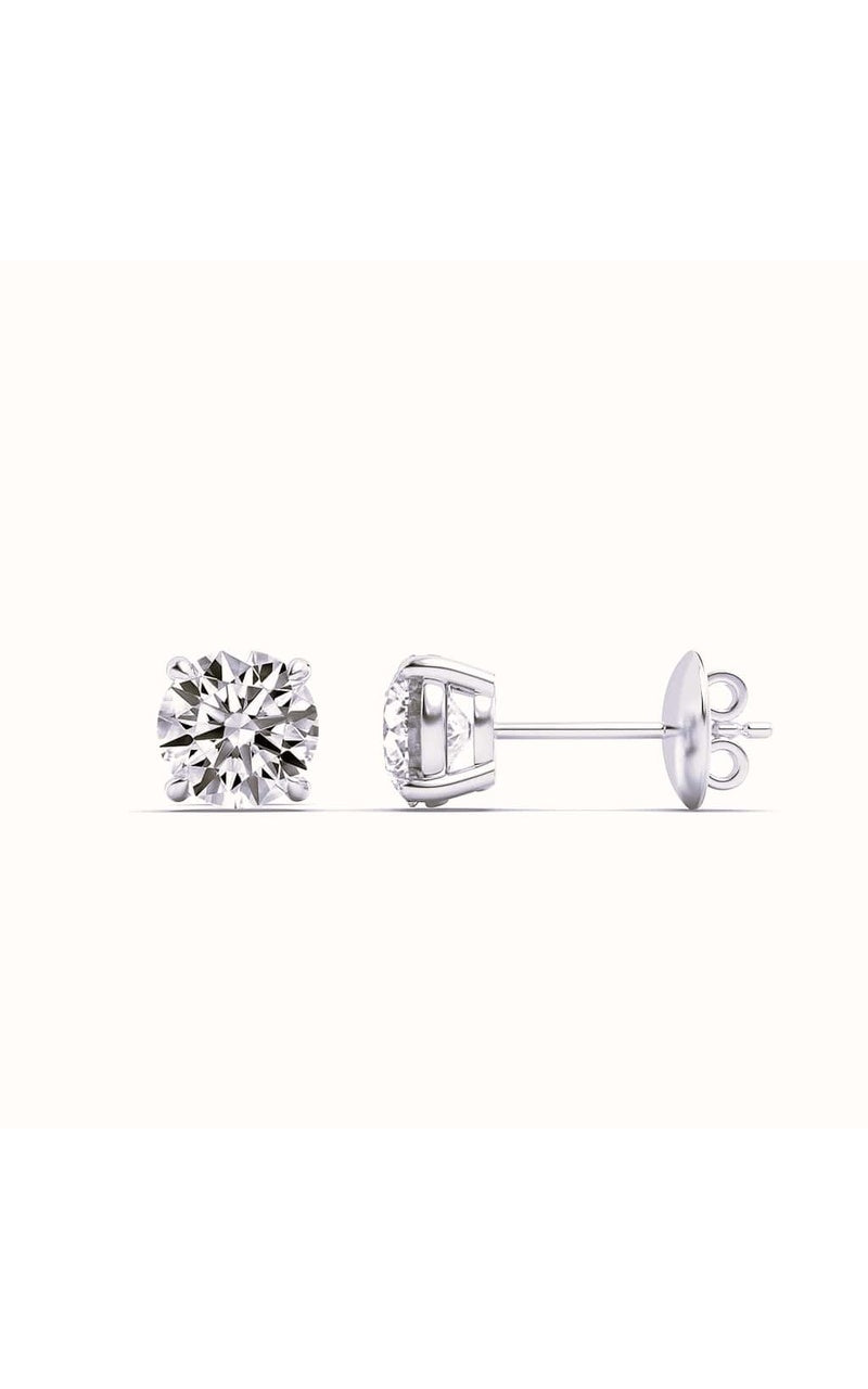 10Cttw Round Shaped Lab Grown Diamond 4 Prong Stud Earrings in 14K Gold (E/VVS)
