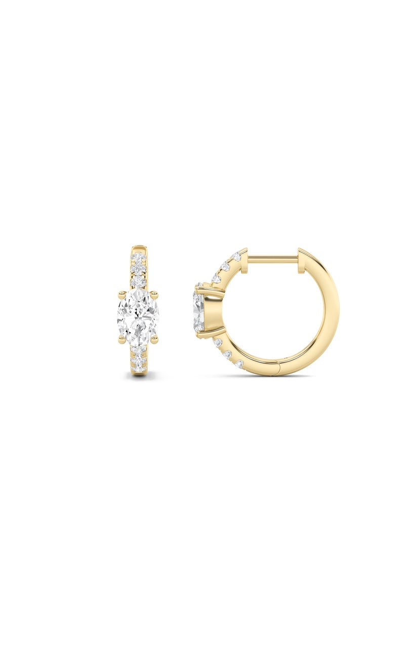 1.5Cttw Pear Shaped Lab Grown Diamond (F/VS) Solitare Accent Huggie Earrings in 14K Gold