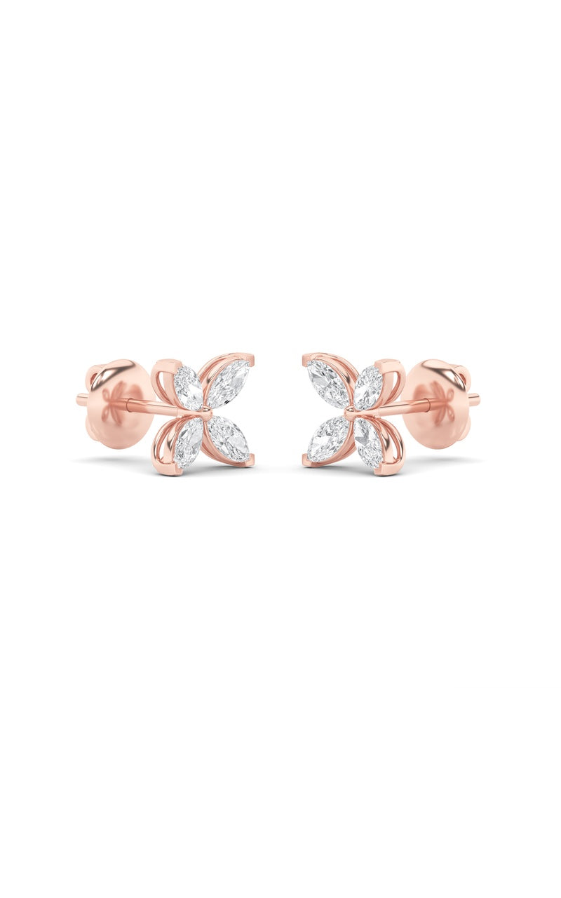 1.5Cttw Marquise Shaped Lab Grown Diamond (F/VS) Flower Earrings in 14K Gold