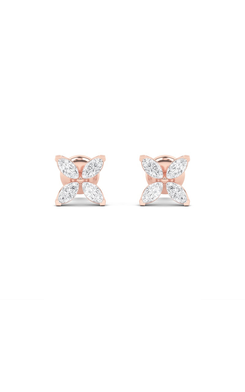 1.5Cttw Marquise Shaped Lab Grown Diamond (F/VS) Flower Earrings in 14K Gold